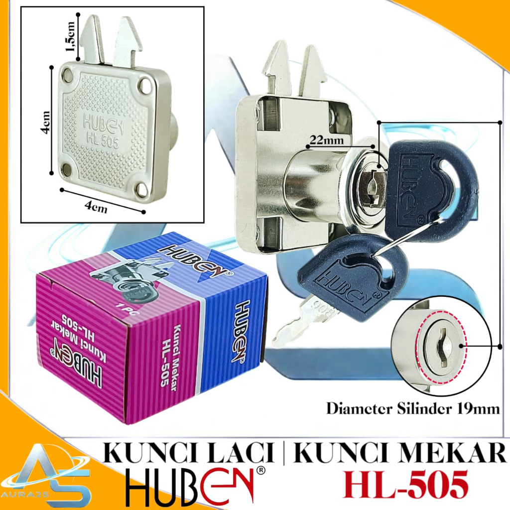 HUBEN HL-505 Kunci Mekar/Kunci Laci/Lemari/Kunci Loker Cabinet 19mm