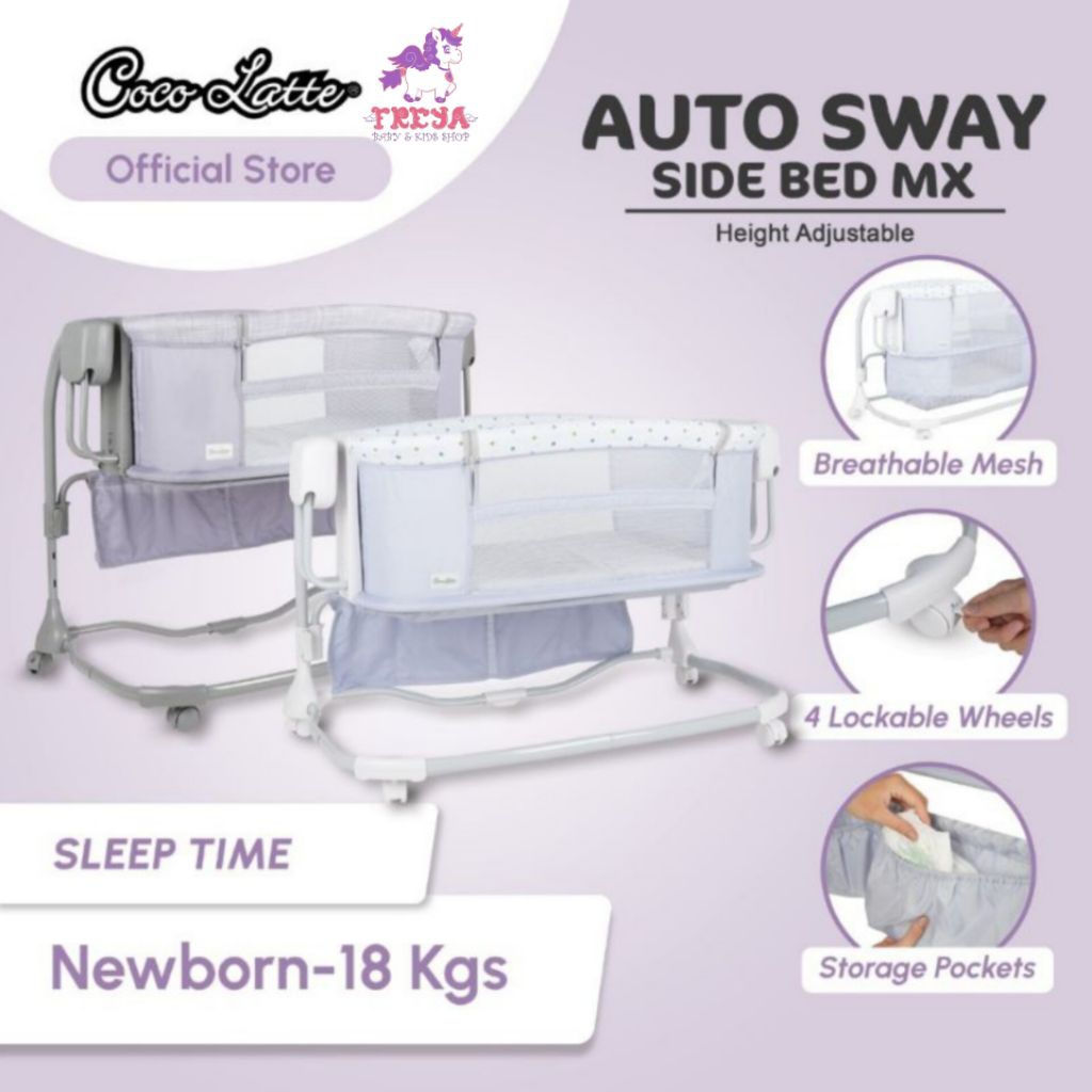 Cocolatte - Box Bayi Auto Sway Side Bed MX | Tempat Tidur Bayi Ayunan Elektrik