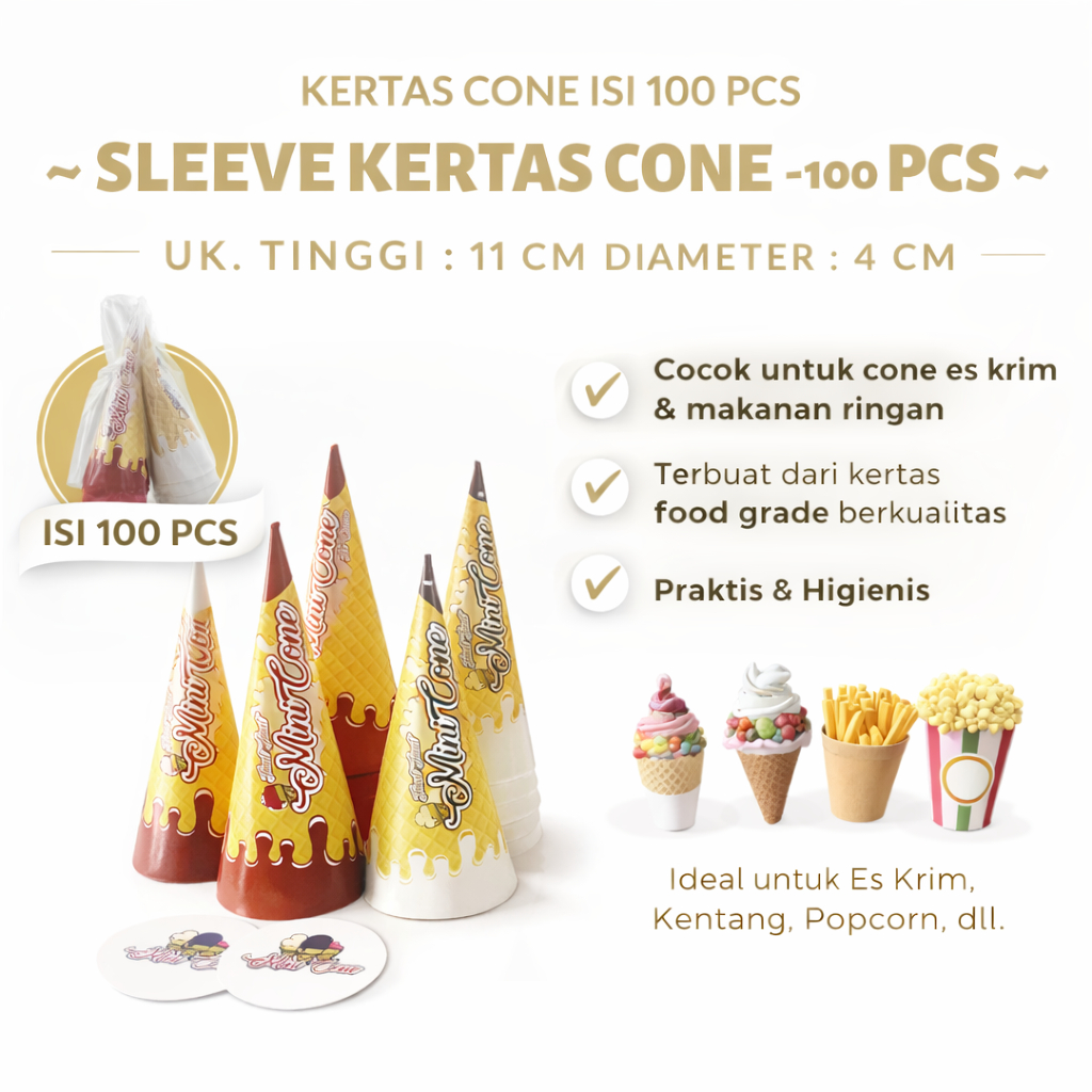 cone es krim KERTAS / MINI CONE KEMASAN , KEMASAN CONE ES KRIM