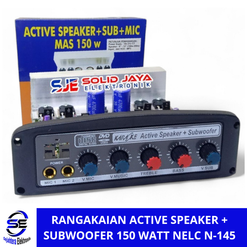 ACTIVE SPEAKER SUBWOOFER + MICROPHONE 150 WATT NELC N-145 / SPEAKER AKTIF / RANGKAIAN KIT SPEAKER AK