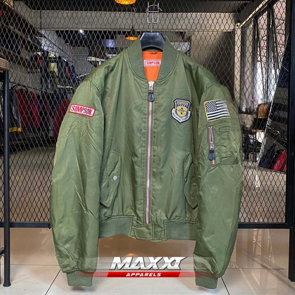 Jaket motor Simpson Bomber | Bomber Army | Jaket riding pria | Original Simpson