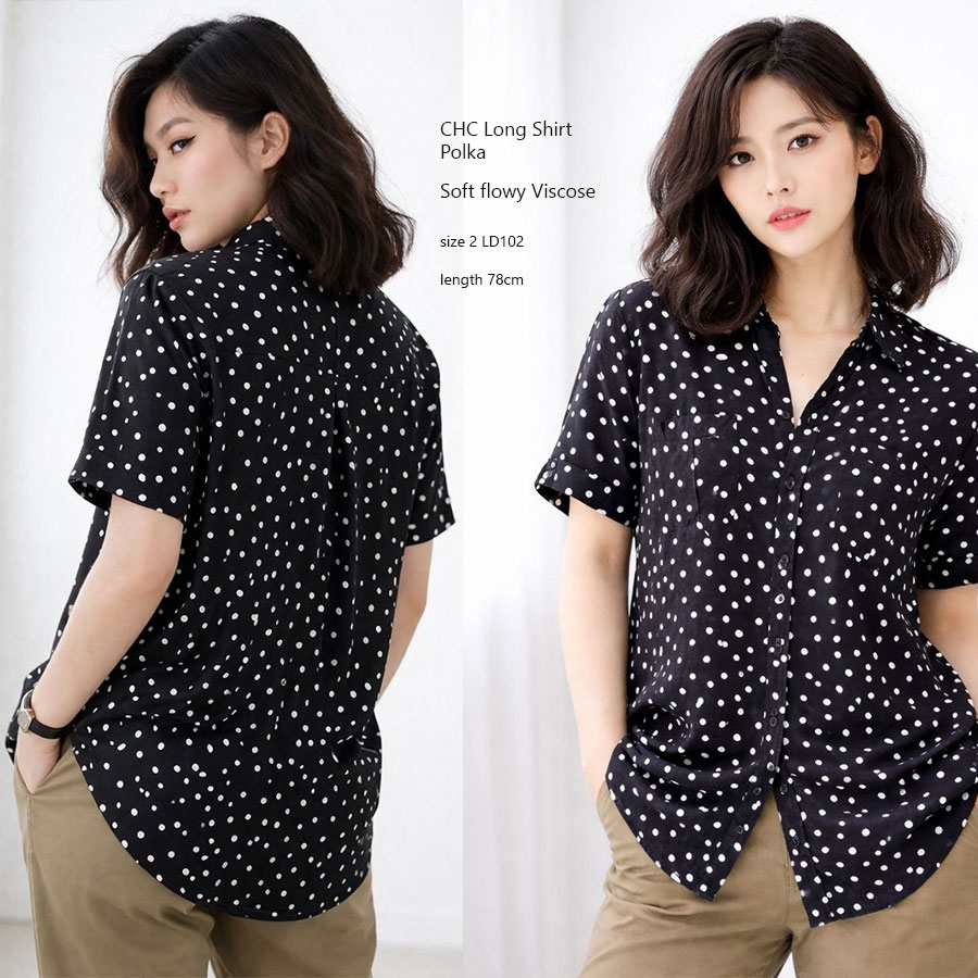 CHICOS TUNIC POLKA Shirt Baju Atasan Kemeja Blouse Wanita