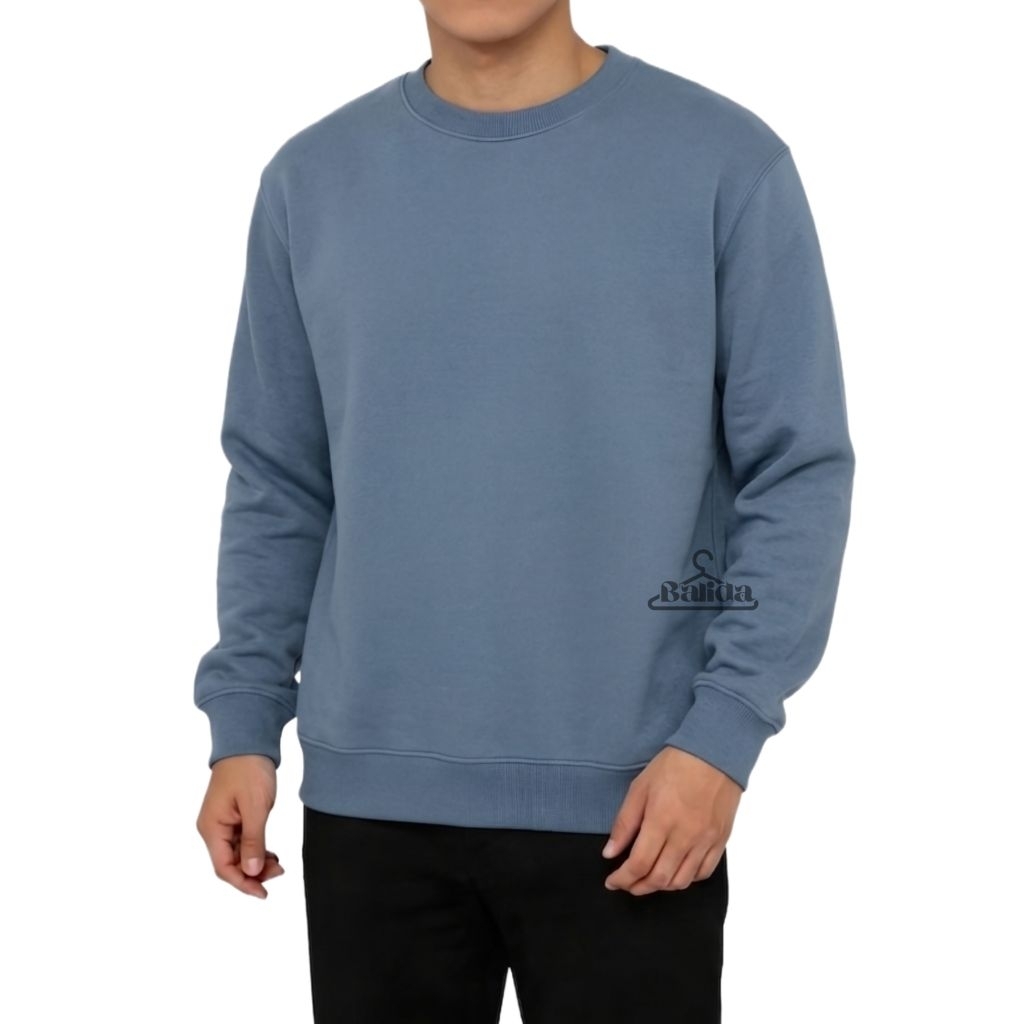 Sweater Crewneck Pria Distro Polos Fleece Denim