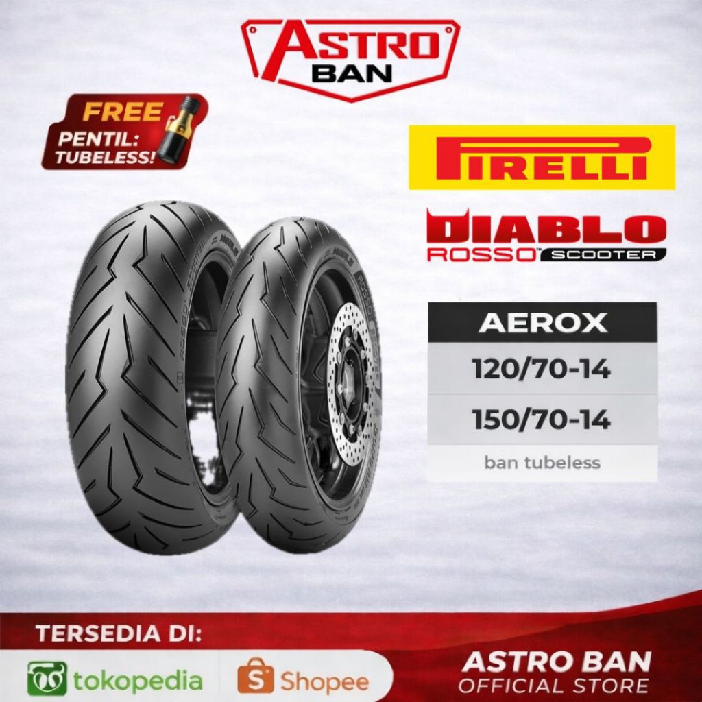 BAN PIRELLI DIABLO ROSSO SCOOTER AEROX 120/70-14 150/70-14
