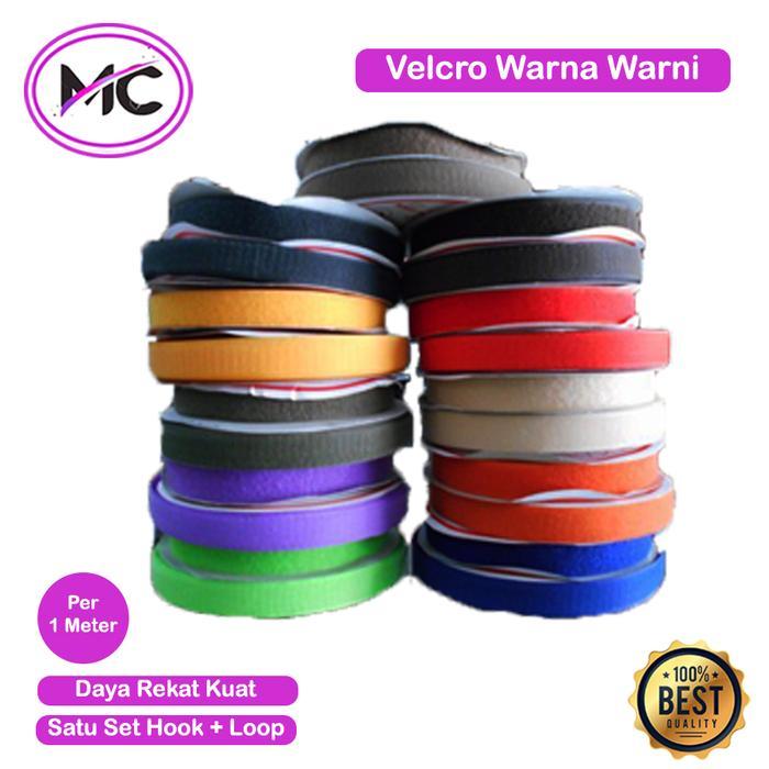 Velcro Polos 2,5cm 5cm 10cm Warna Biru Hijau Hitam Merah Putih Orange Perekat Kain Fastener Set Kasa