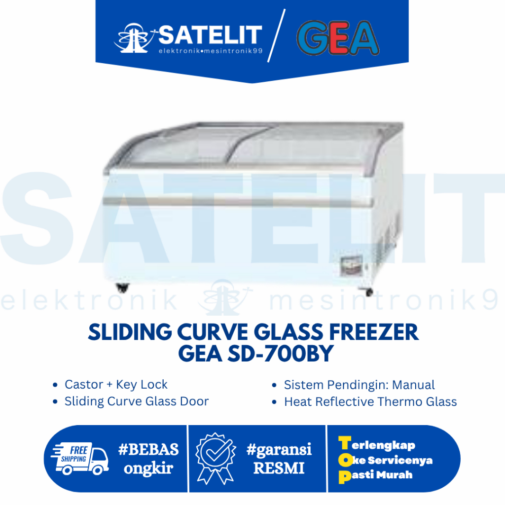 FREEZER GEA SD-700BY 700 Liter / Sliding Curve Glass Freezer