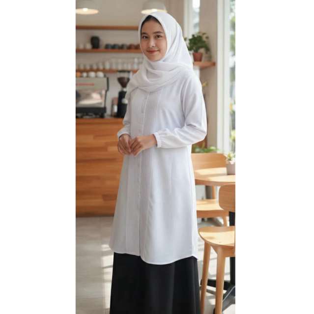 Tunik Basic Khusus Putih Polos Premium Baju Kurung melayu