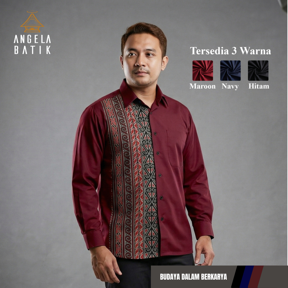 Angela Batik Batak | Batik Ulos Pria Motif Simalungun Lengan Panjang BS1