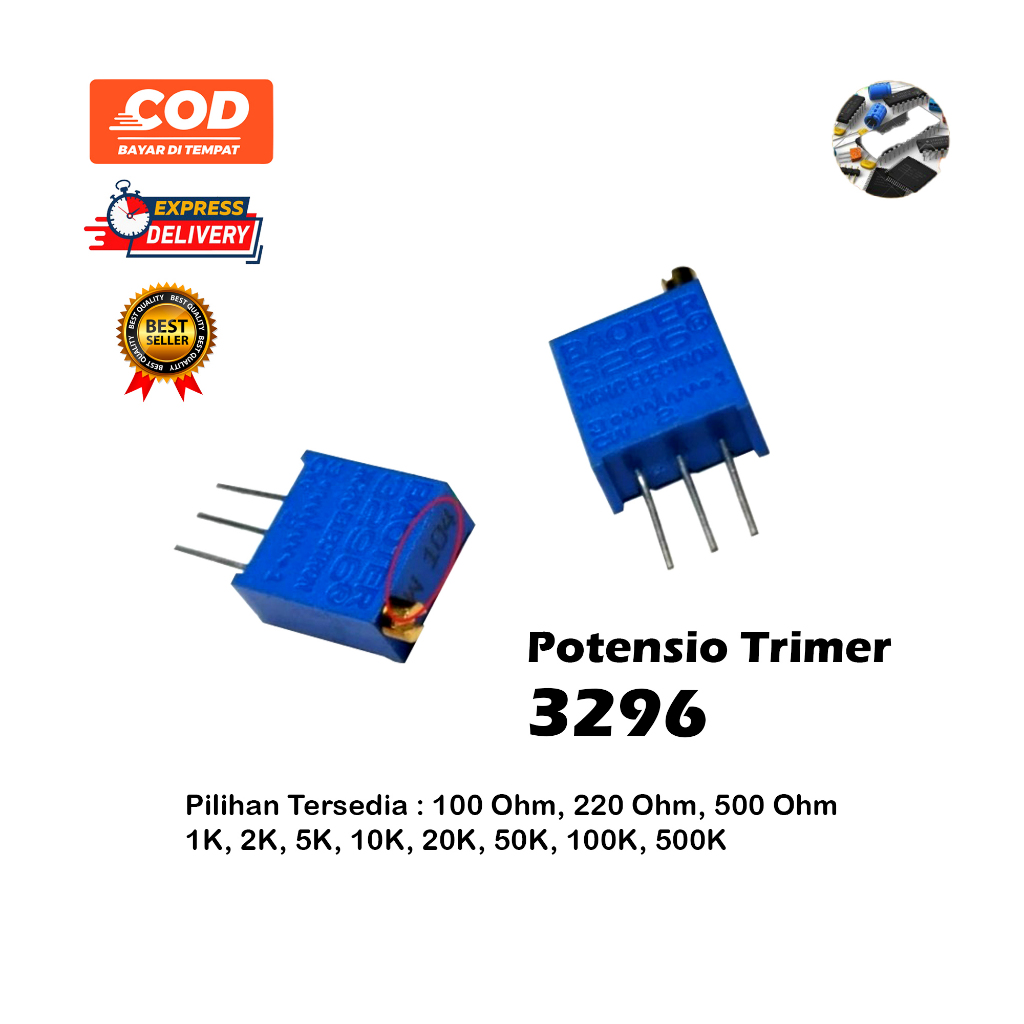 Trimpot Trimmer Potensiometer Multiturn Potensio Trimer 3296