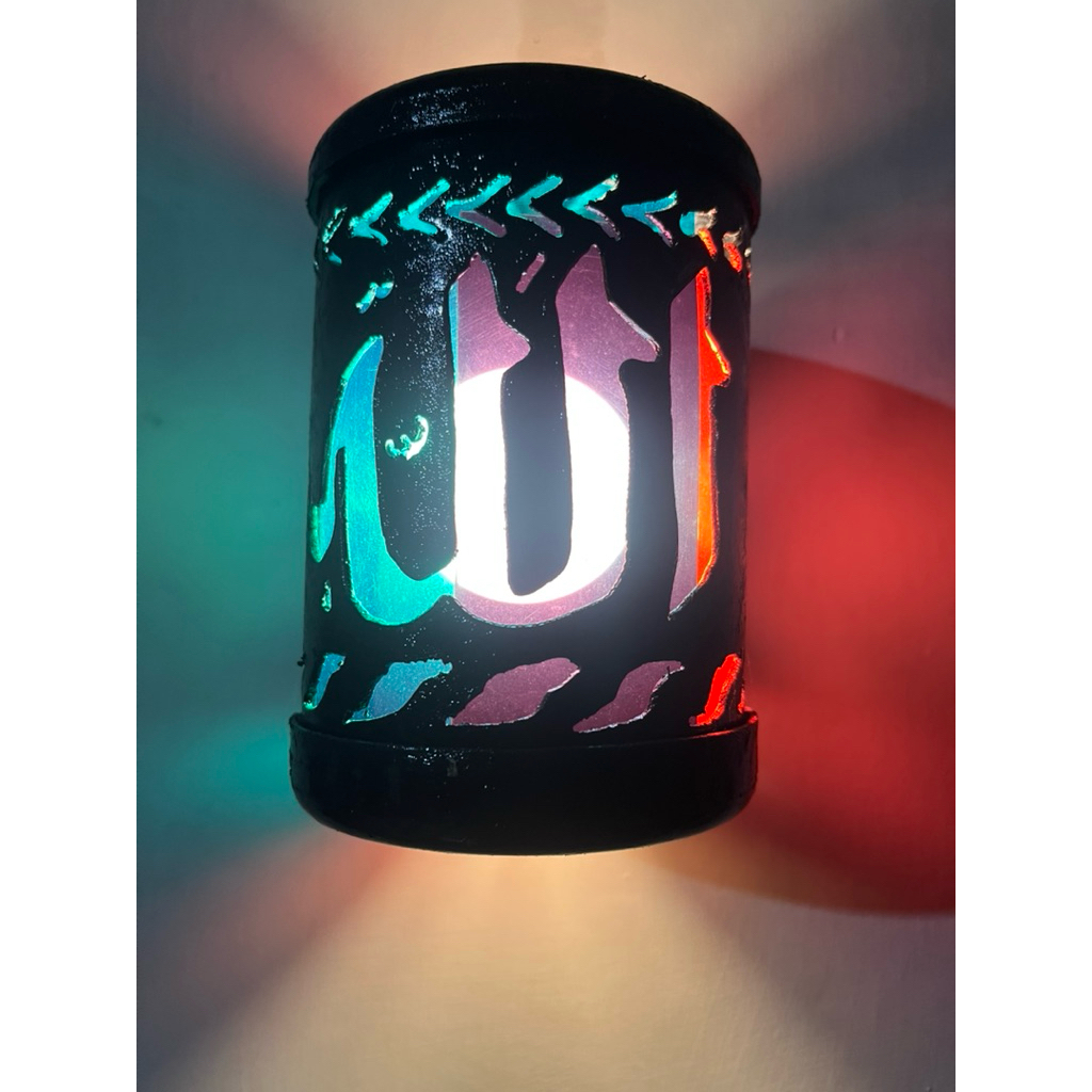 Lampu estetik teras rumah - kerajinan lampu dari paralon - lampu kaligrafi baha dari paralon - lampu