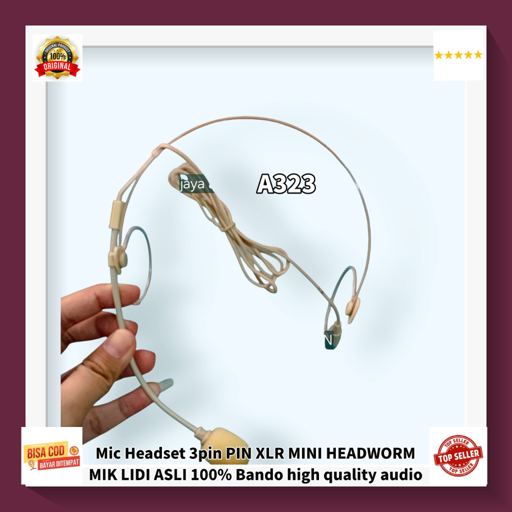 A323 3PIN MIC BANDO HEADSET KEPALA Mic Headset 3pin PIN XLR MINI HEADWORM MIK LIDI ASLI 100% Bando h