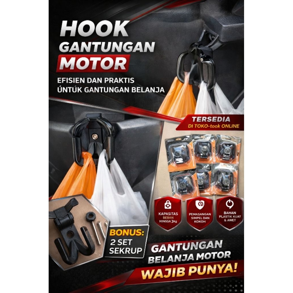 Hook Gantungan barang motor/ Motorcycle hook/ cantolan barang