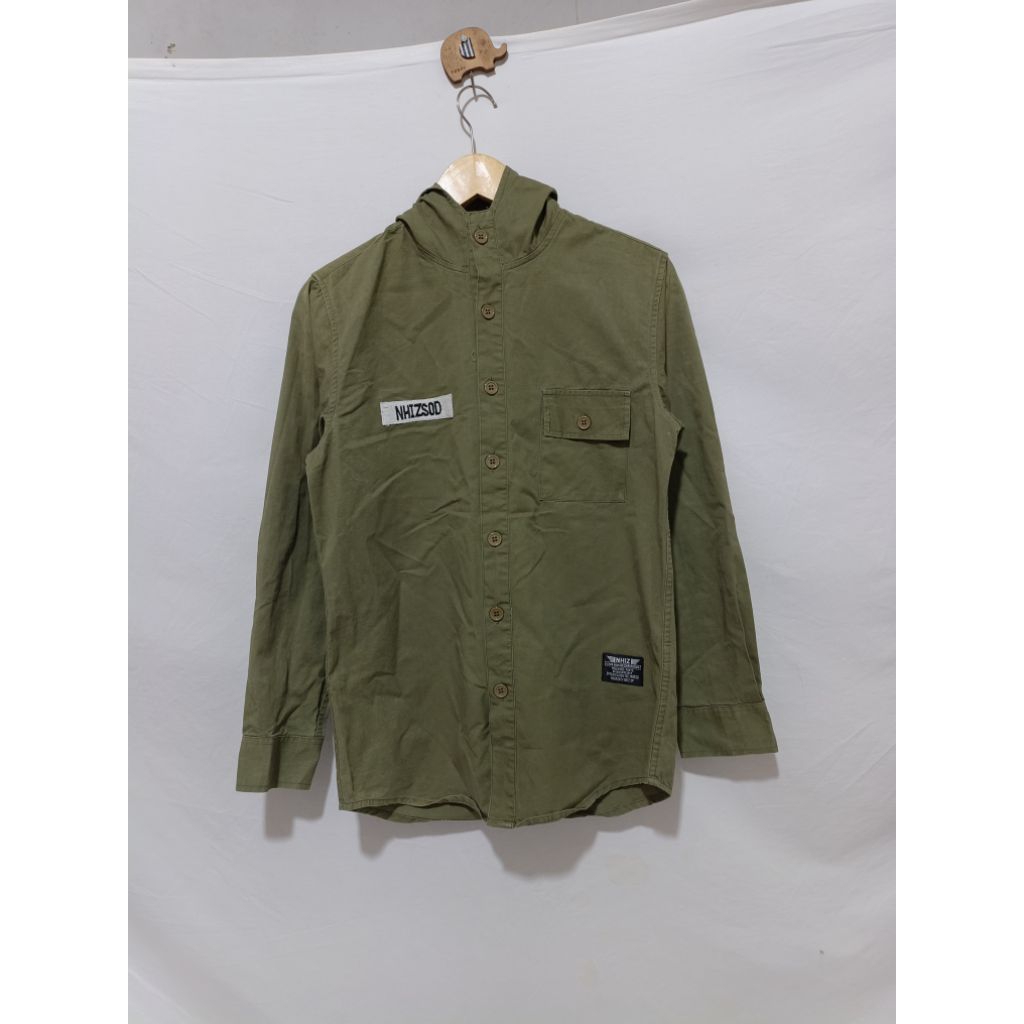 Neighborhood x Izzue Plus Olive Green Longsleeve Shirt With Hoodie Original