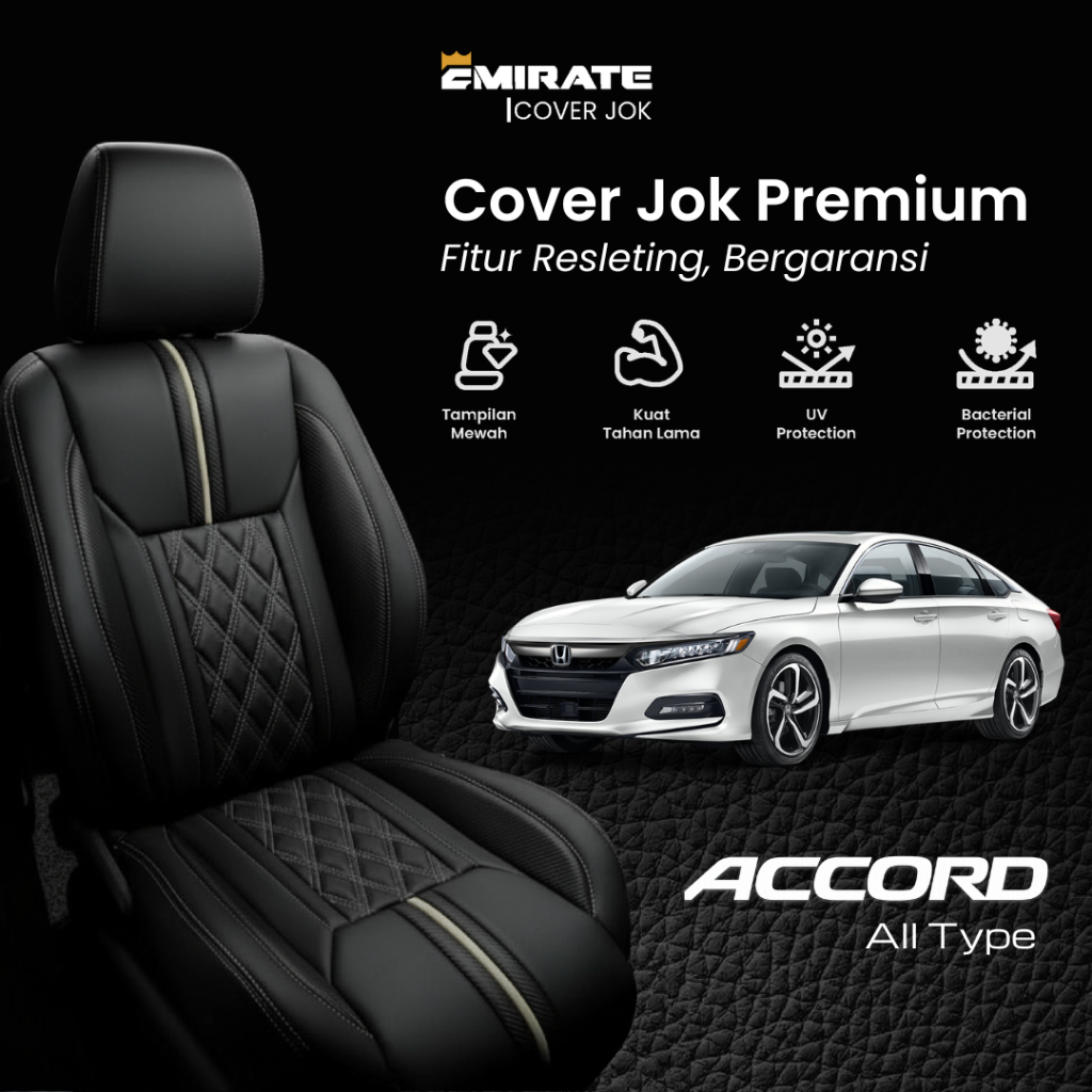 Sarung Jok/Cover Jok Emirate Bergaransi dengan Resleting Mobil Accord