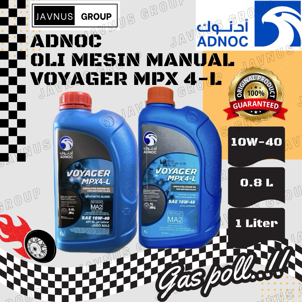 Oli Mesin Adnoc Voyager MPX4-L 10W-40 Oli Motor Manual Bebek Sport 4T Adnoc Voyager MPX4L 800ml 1 Li