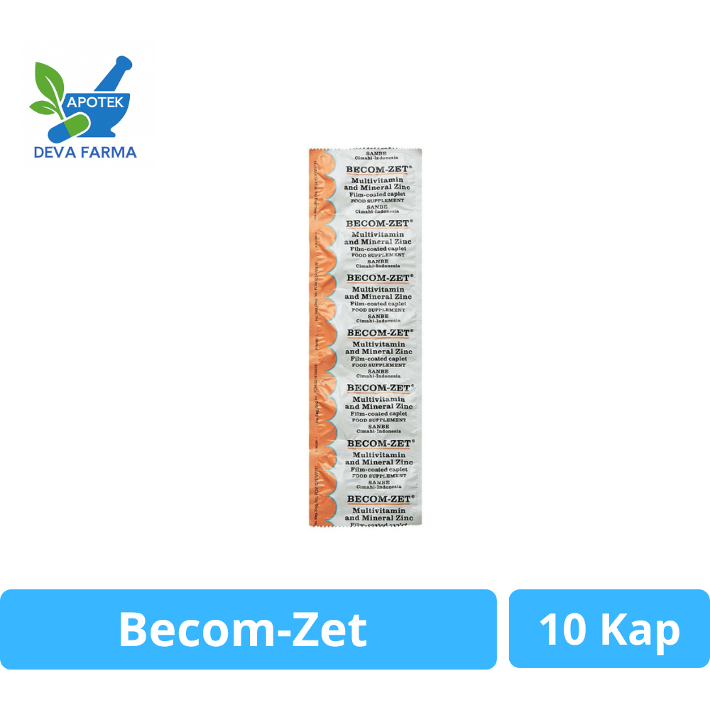 Multivitamin Becom-Zet 1 Strip 10 Kaplet - Suplemen Vitamin B, C, E, dan Zinc