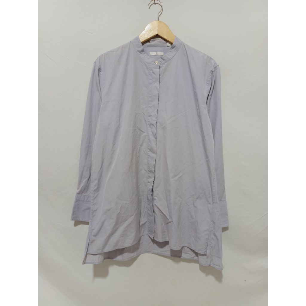 Uniqlo x +J Jill Sander Shanghai Collar Hidden Button Broken White Longsleeve Shirt Original