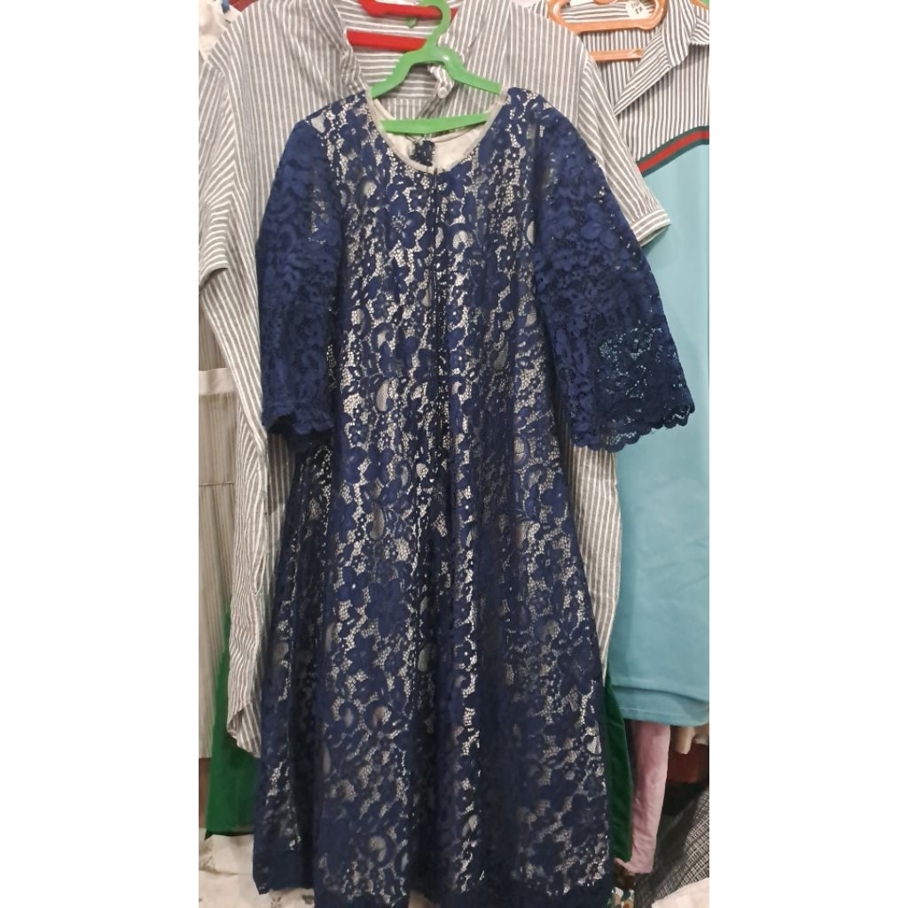 dress brukat navy
