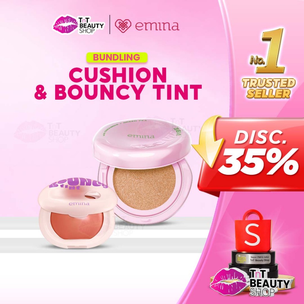 {BUNDLING} Emina Glow & Matte 3in1 Skincare Cushion SPF 50 PA++++ 13g & Emina Bouncy Tint 3 in 1 Lip