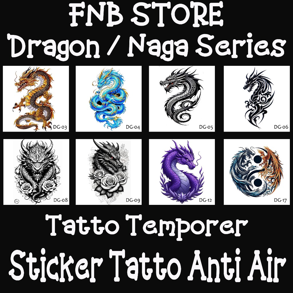 Tatto Temporer Dragon / Naga Series, Sticker Tato Anti Air & Keringat