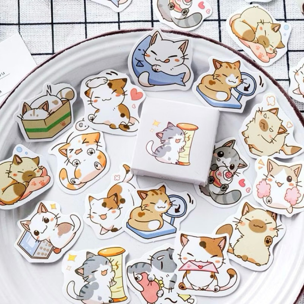 BLANJA.ids Sticker Box/ kotak stiker  45-46 Pcs/Pack Jurnal Stiker Aesthetic estetik/ Kawai Adhesive