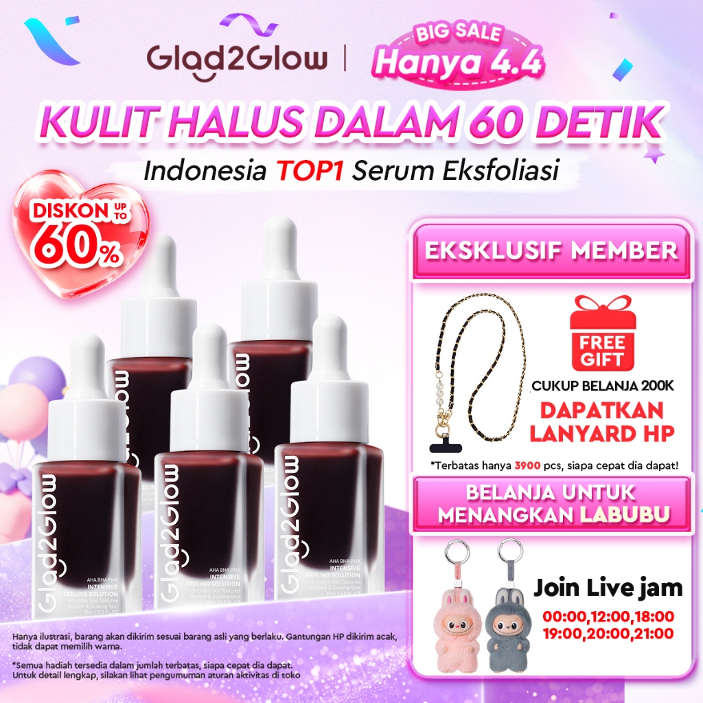 Glad2Glow Peeling Solution Serum Eksfoliasi Wajah 60 detik Menghaluskan Kulit AHA BHA PHA serum waja