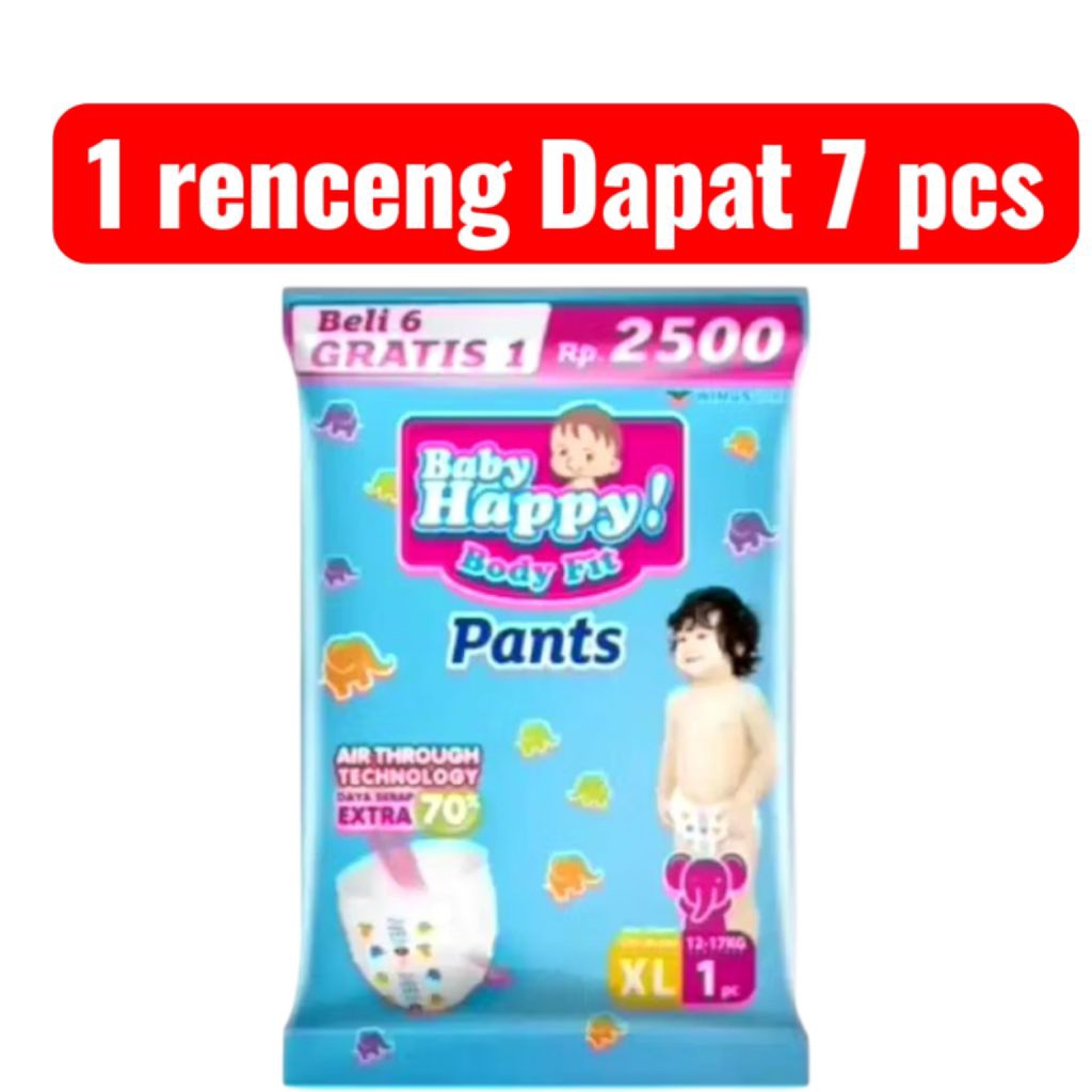 Promo 1 renceng Baby happy size XL popok Bayi sekali pakai isi 7 pcs