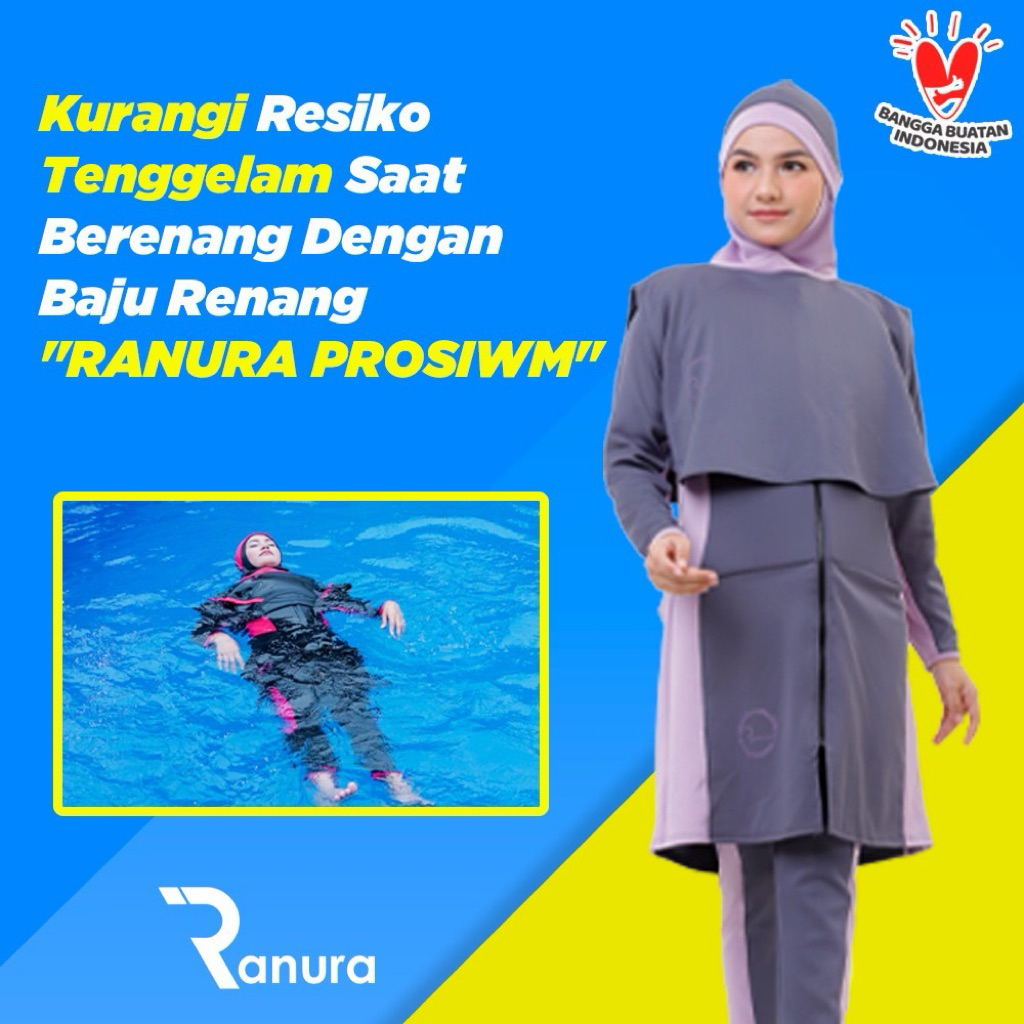 [ Preloved ] Baju Renang Muslimah Mengapung Wanita Dewasa Ranura Hijab Alat Terapi Renang
