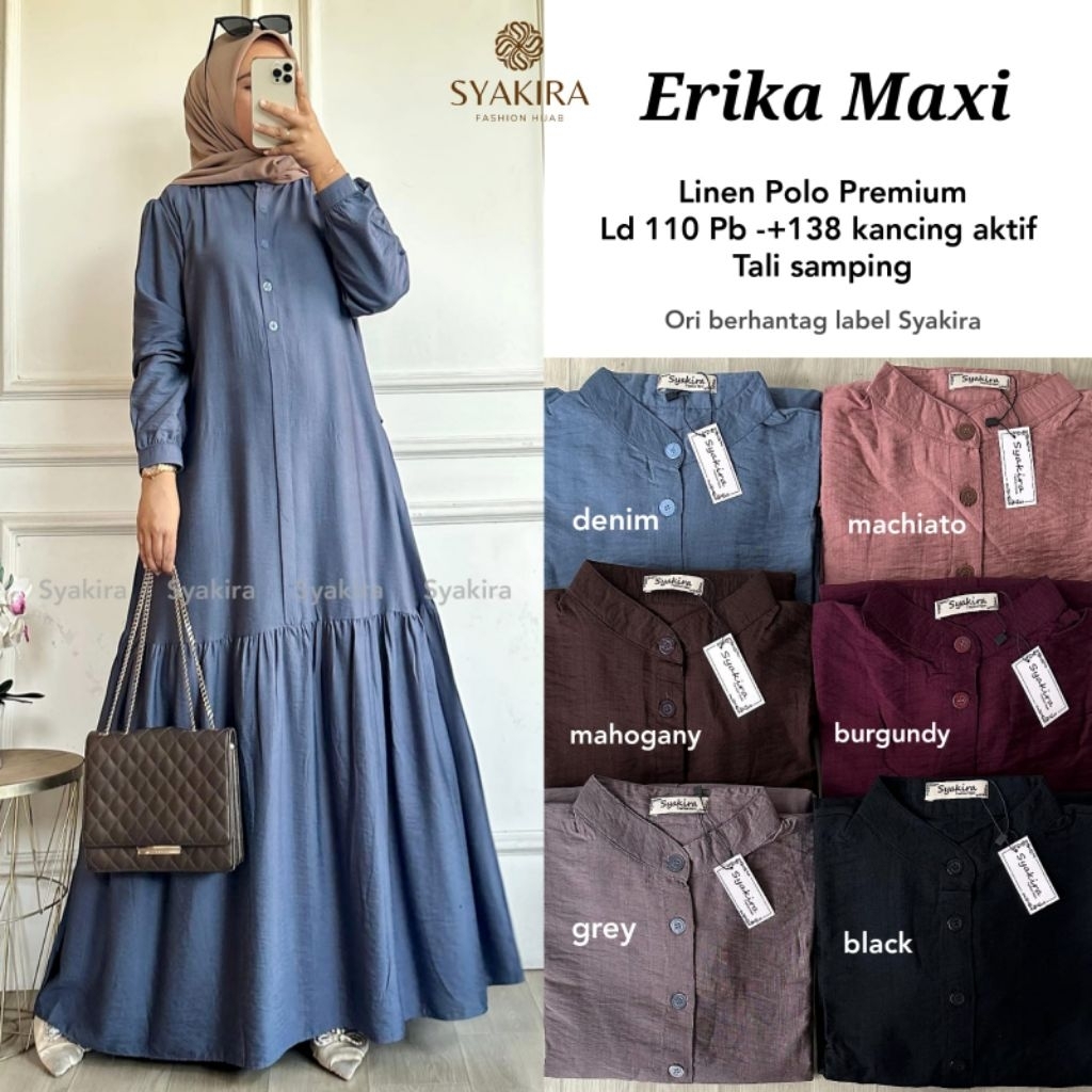 Erlita Maxy | Dress Polo Linen Polos | Dress Busui Mahogany | Syakira