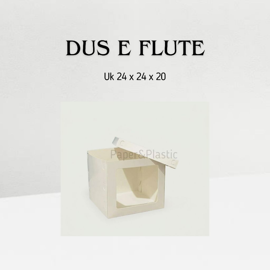 Dus Tart Ivory 24 x 24 x 20 cm Tebal | Dus E flute Single Wall Jendela Mika | Box Kue Tart Ulang Tah