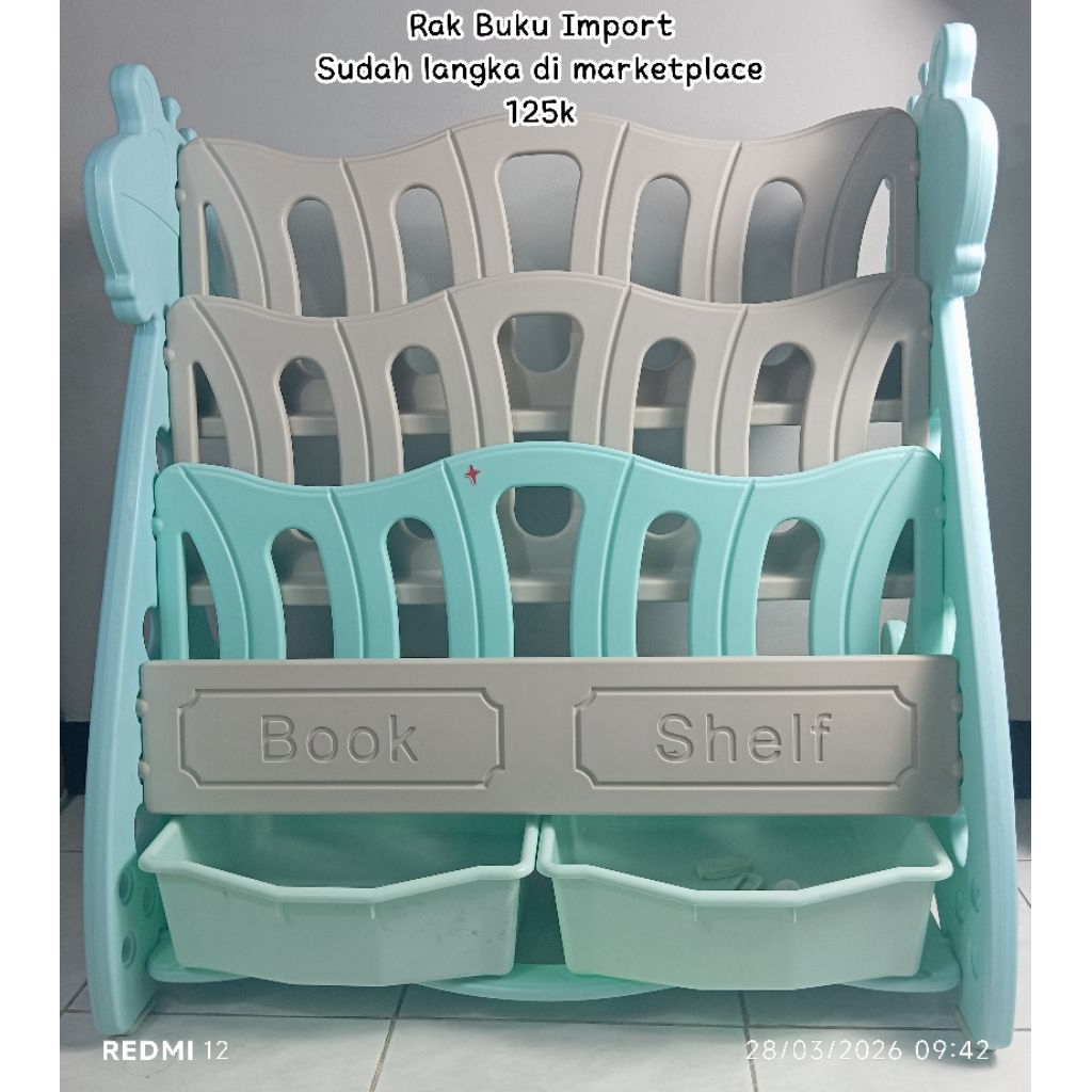 Preloved Rak Buku Anak Jerapah Dengan Container
