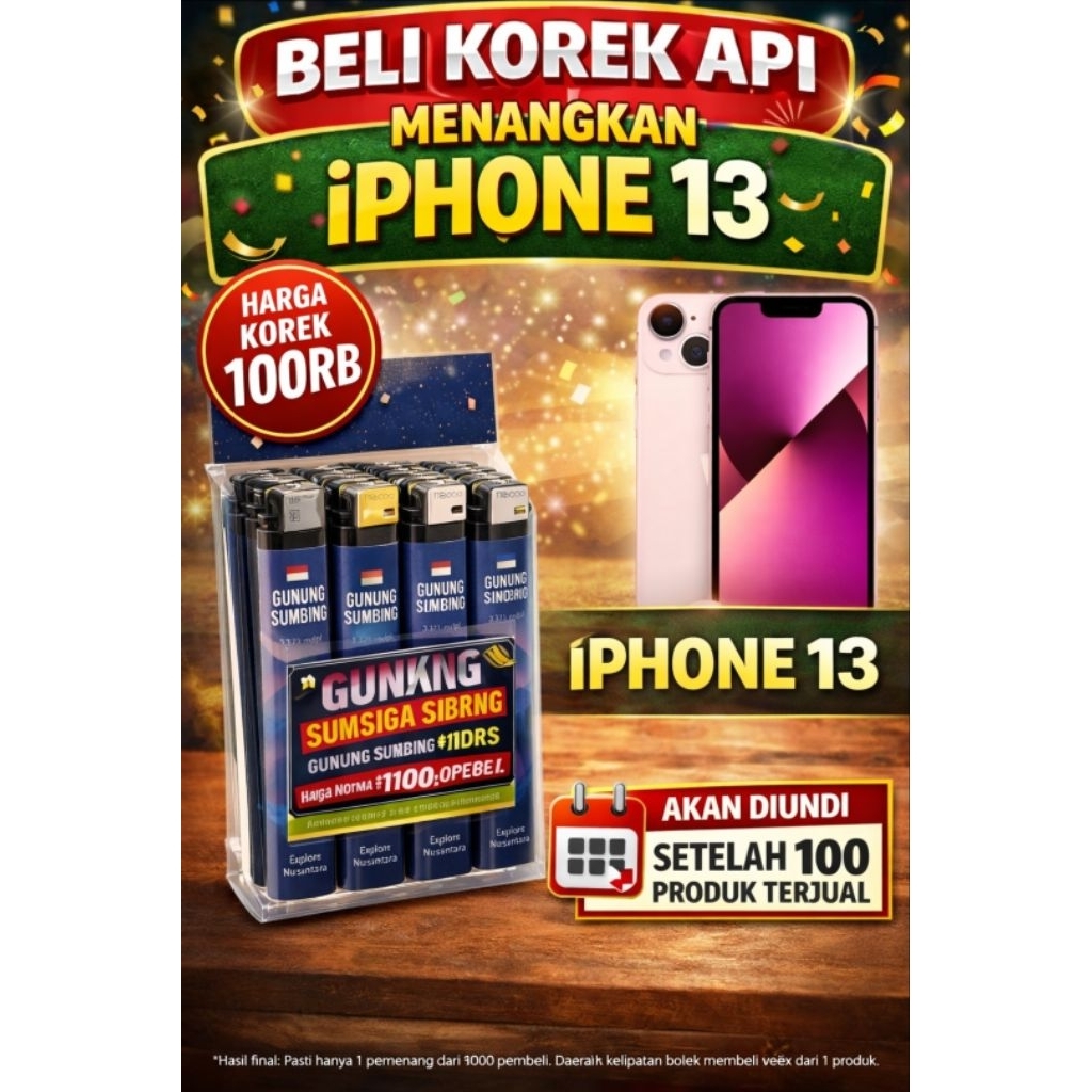 Korek Hoki Premium Gunung Sumbing – Bonus Undian iPhone 13 Setiap 100 Pembeli