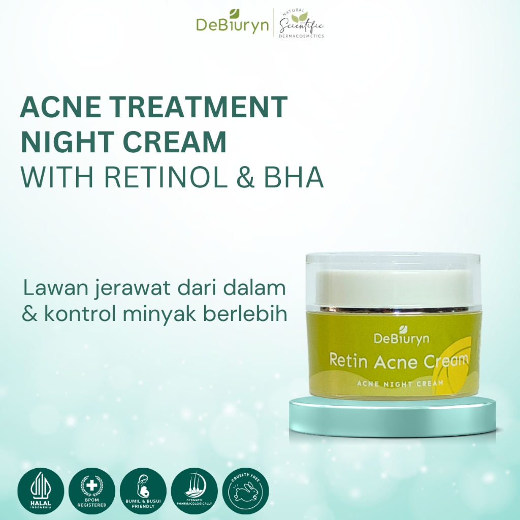 DeBiuryn Retin Acne Treatment Night Cream 10gr - Retinol BHA Salicylic Acid Krim Malam Rawat Jerawat