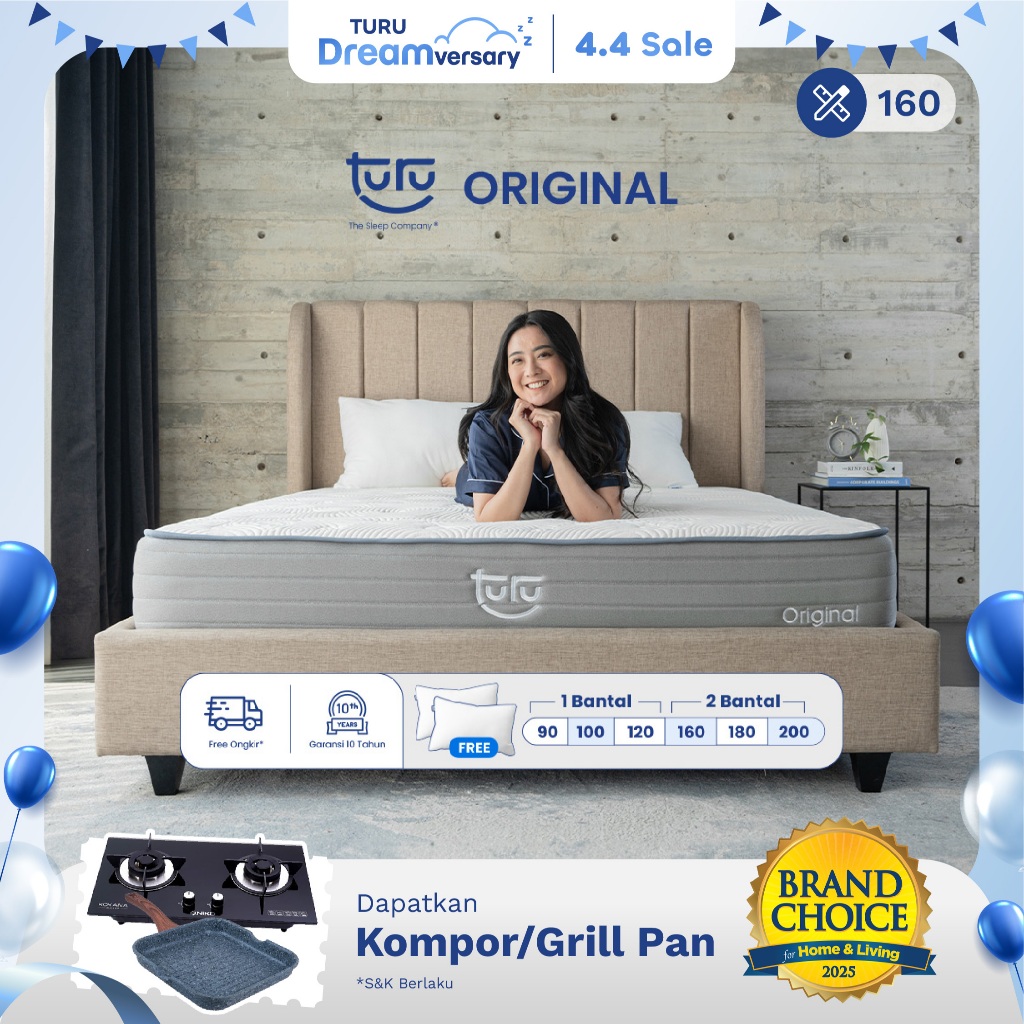 Turu - Kasur Pocket Spring Bed TURU ORIGINAL ukuran 160x200 (Queen Size) Free Bantal