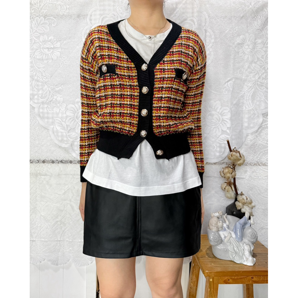 Multicolor Crop Cardigan