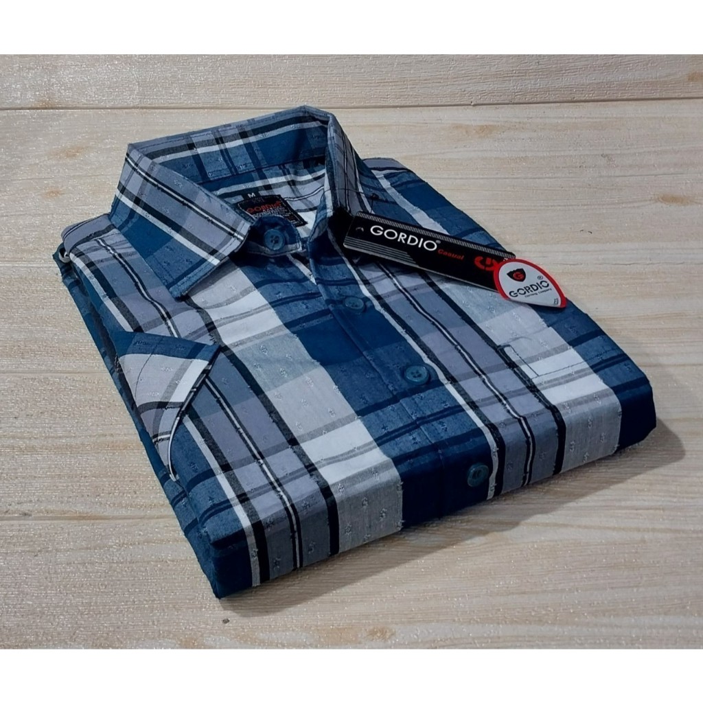 HS-Kemeja Stripe kotak Pria Dewasa Lengan Panjang premium Hem Salur kemeja Garis-garis Distro Cowok 