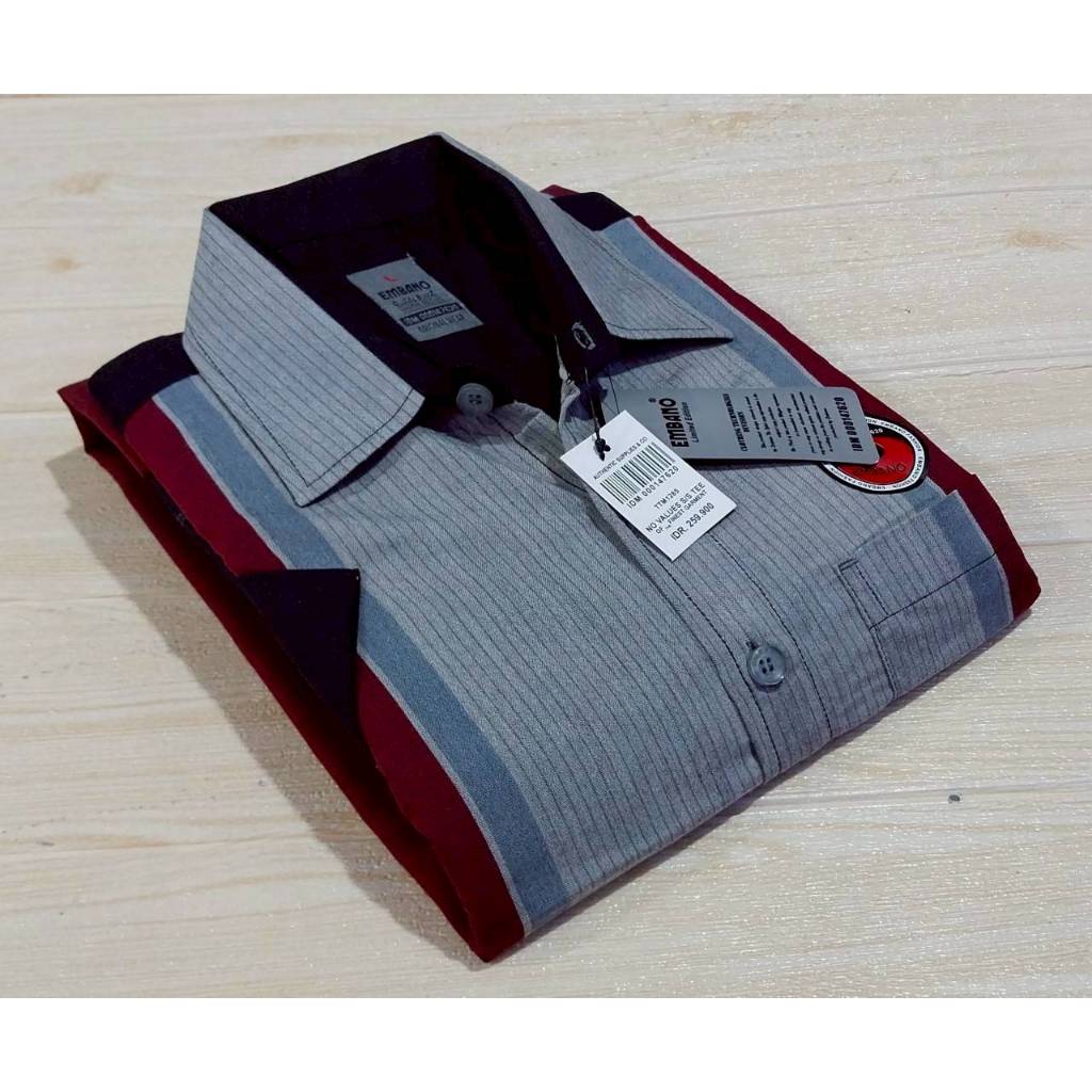 HS- bos baju Kemeja motif salur Pria 2024 Lengan PendeK M,L Kemeja Stripe kotak Pria Dewasa Lengan P