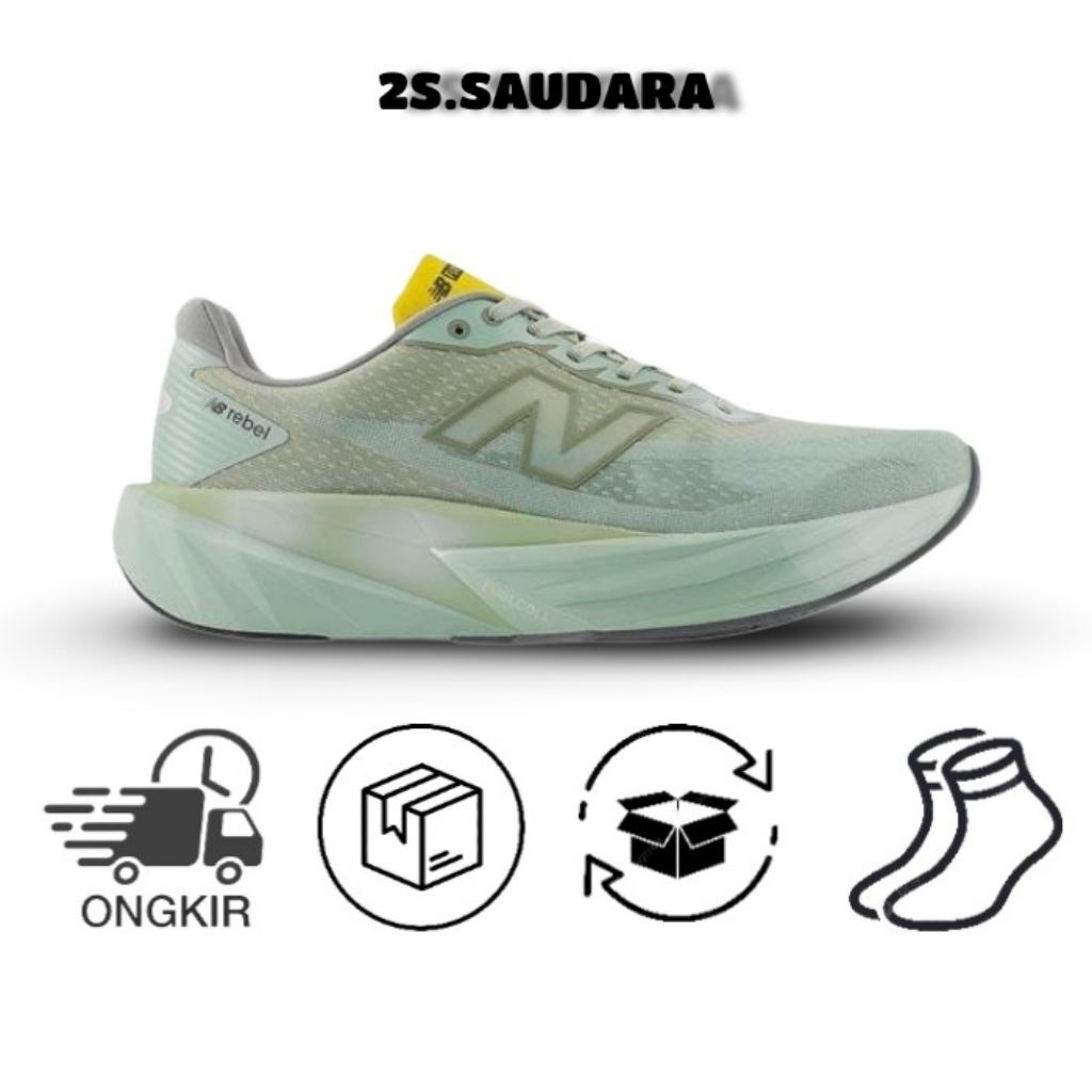 Sepatu Running Nb FuelCell Rebel v5. Sage Green Unisex