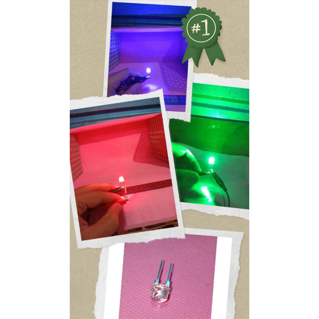 Led 8mm Strawhat, Warna Hijau, biru, merah