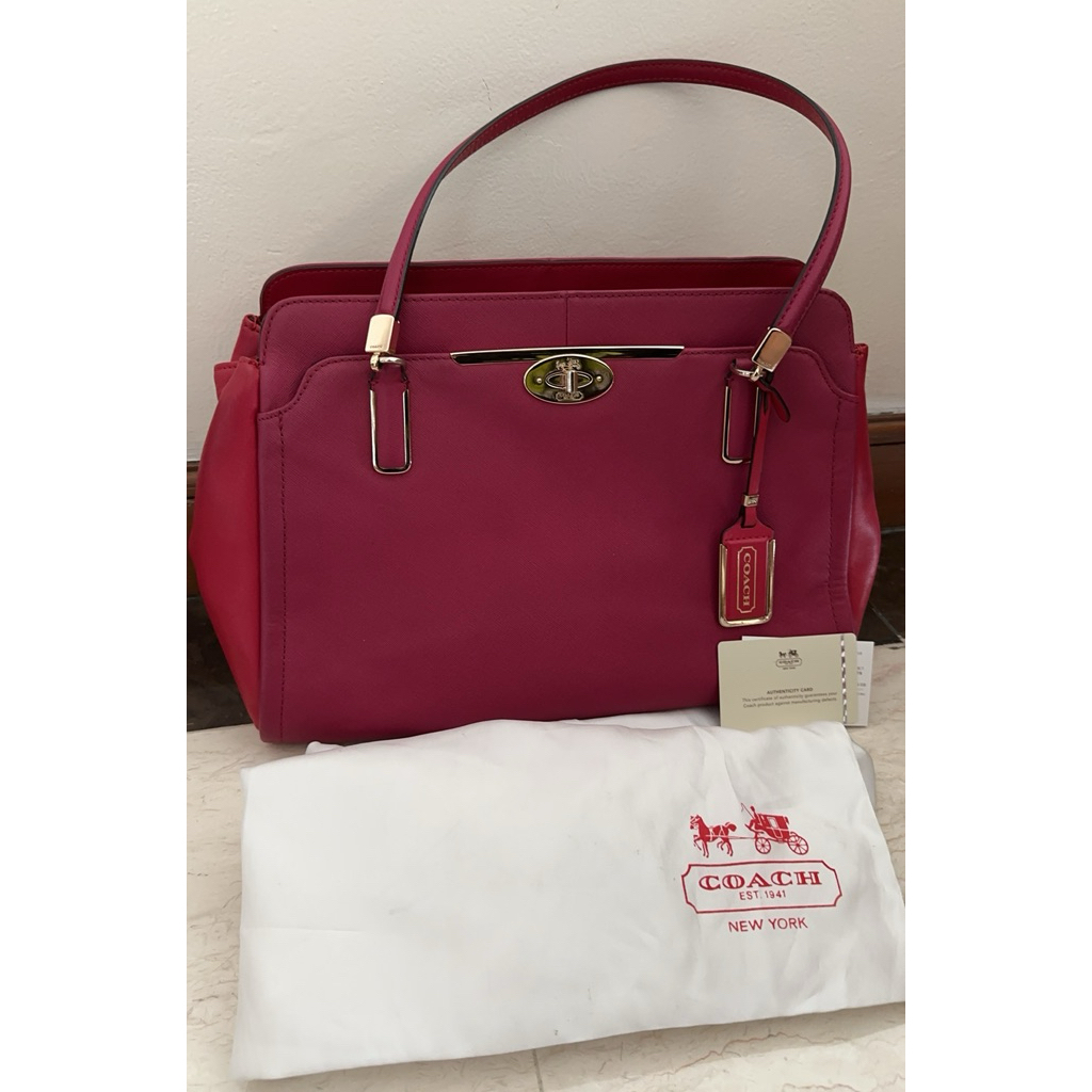 (Preloved) Coach Madison Spectator Saffiano Kimberly Carryall | Lengkap Dust bag & Card