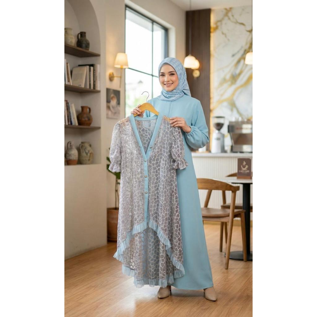 [Binor] Gamis Jumbo + Outer kekinian Terbaru (Gratis Ikat Pinggang Brukat) UP To LD 140