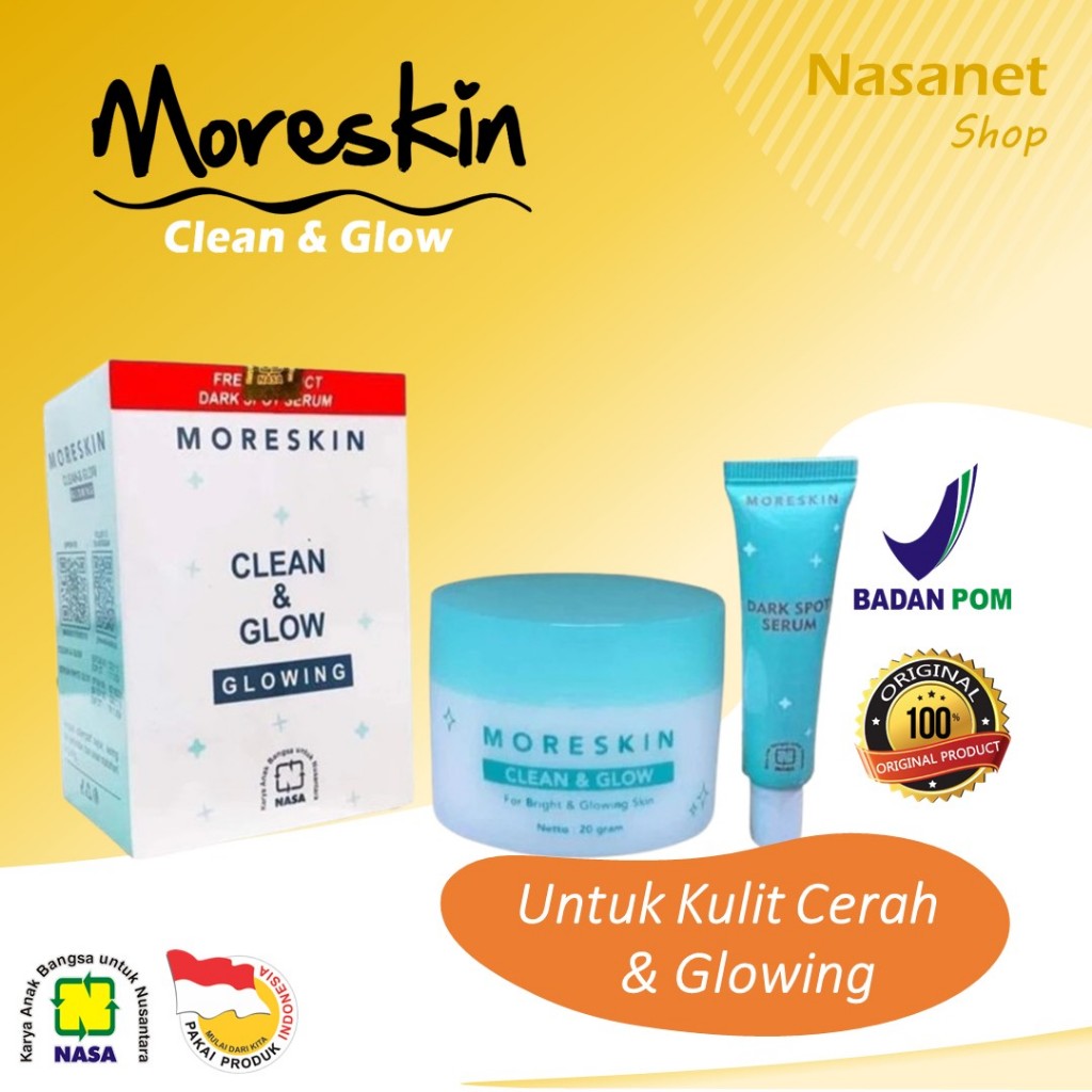 MORESKIN Clean & Glow NASA Original - Cream Penghilang Flek Hitam & Bekas Jerawat - Glowing BPOM