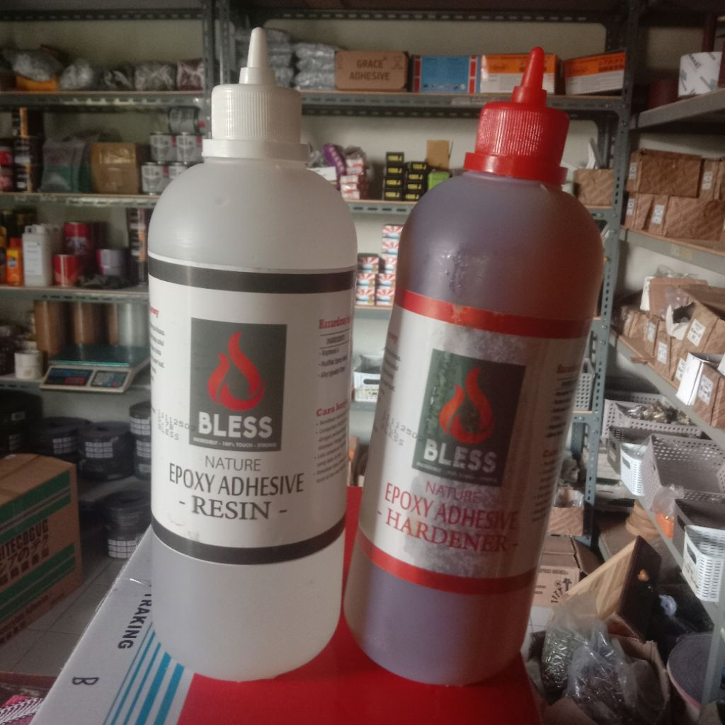 Lem Epoxy BLESS Nature Set Resin dan Hardener - Lem Besi Kayu Beton Plastik