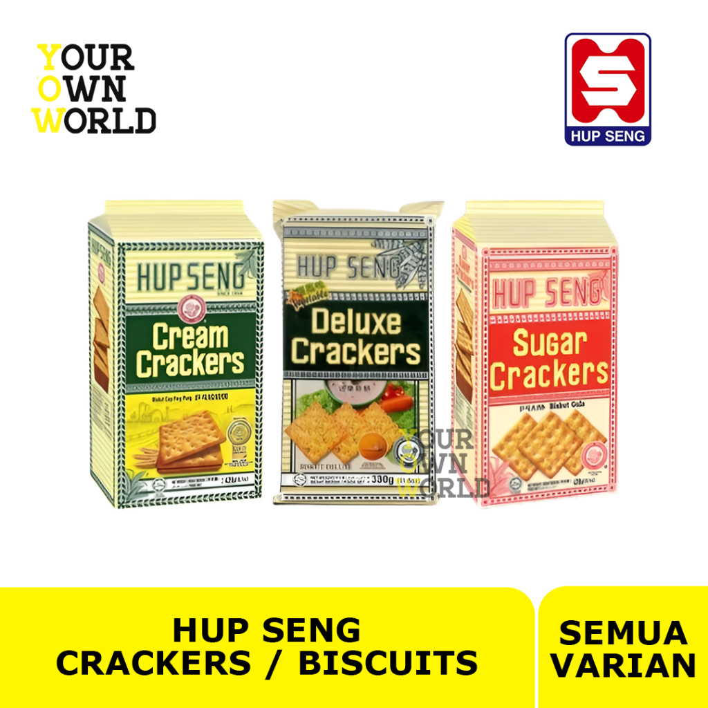 HUP SENG Crackers Biskuit All Variants: Sugar Crackers 425gr , Cream Crackers 428gr , Deluxe Cracker
