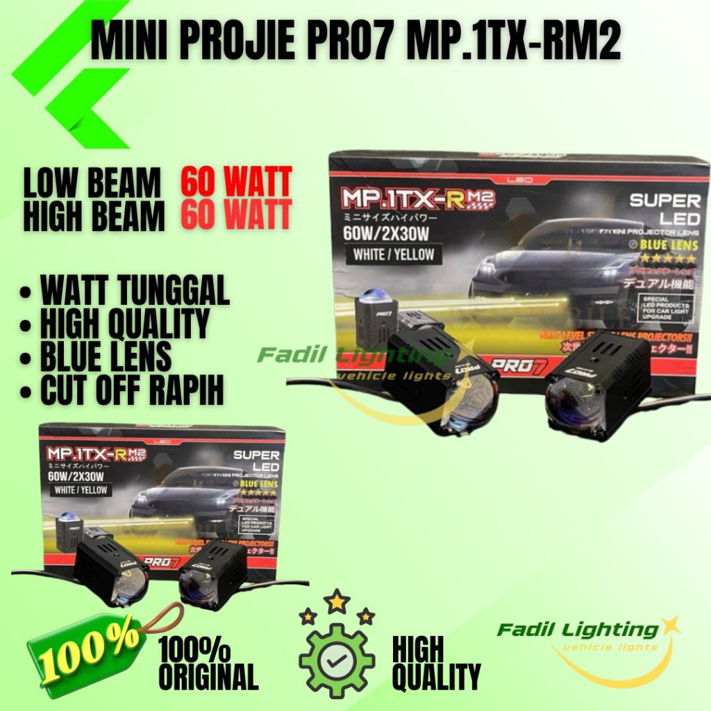 PREMIUM Lampu Mini Projie Projector MP. 1TX-R M2 - Dual Color 60W (30W x 2)