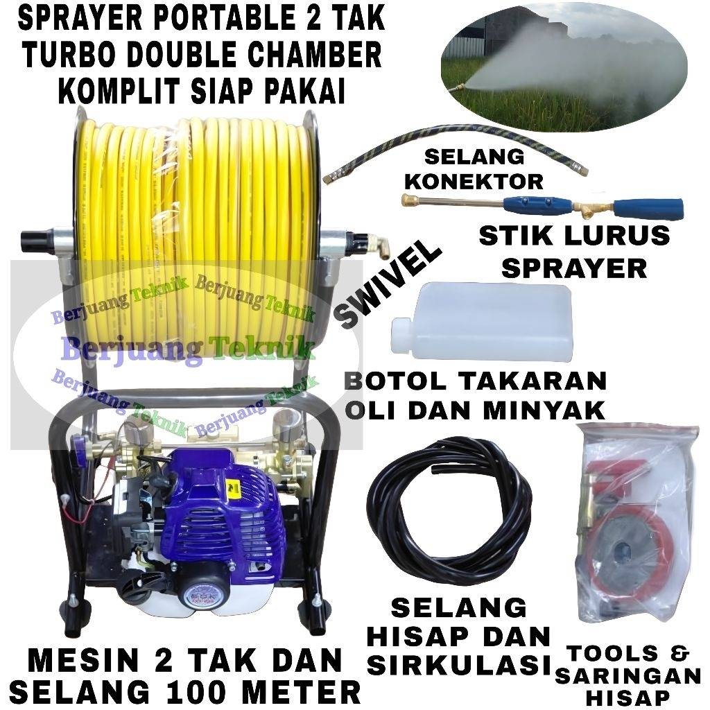 SPRAYER PORTABLE 2 TAK SOK SPS226 DOUBLE CHAMBER MESIN PENYEMPROT TANAMAN PERTANIAN PERKEBUNAN TURBO