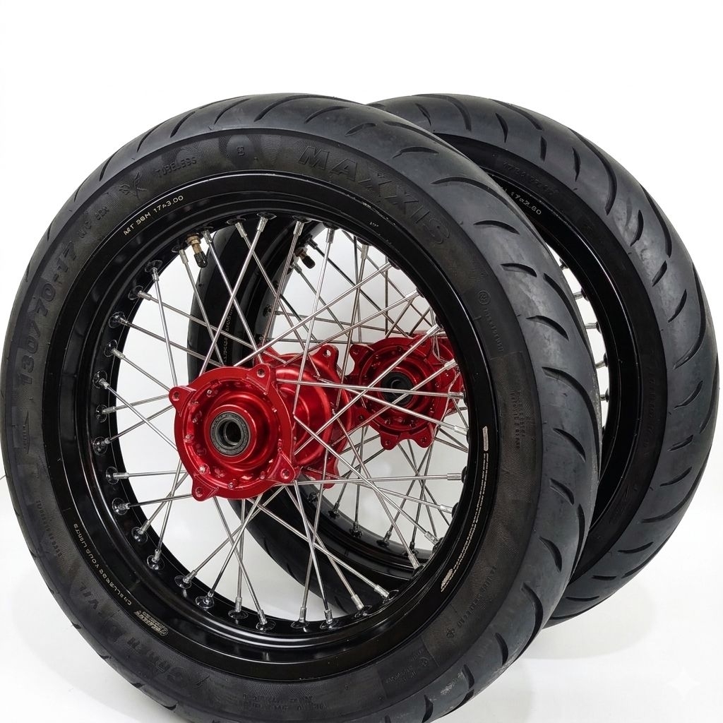 WHEELSET SUPERMOTO CRF 150L CNC SCARLET