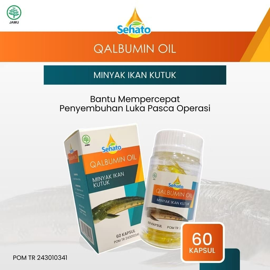 Sehato Qalbumin Oil isi 60 kapsul – Tinggi Albumin, Bantu Pemulihan Luka & Stamina kapsul ikan, albu