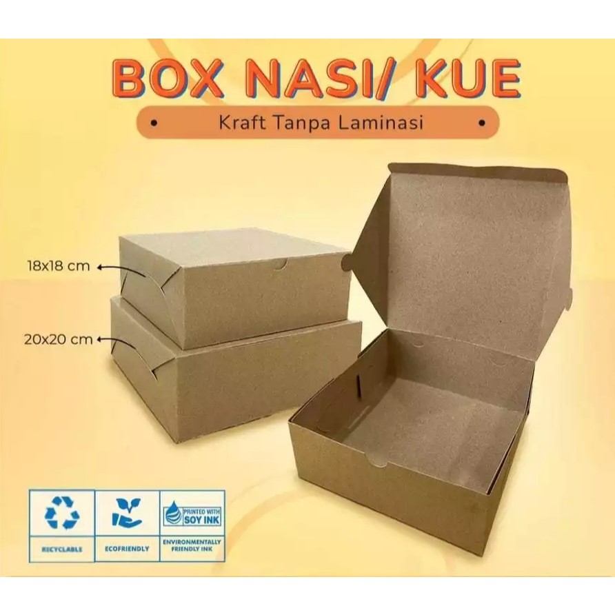 TKKH KOTAK NASI RICE BOX KRAFT BOX COKLAT DUS KOTAK NASI NESTO R18 R20 KOTAK NASI PADANG KOTAK RUMAH
