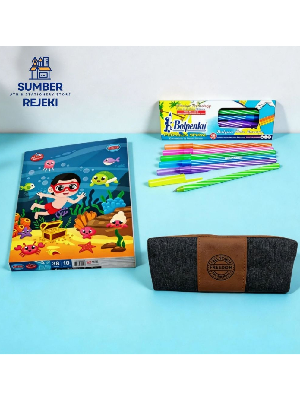 PAKET HEMAT 2 TEMPAT PENSIL JEANS K87-BOLPENKU 1 PACK-BUKU SIDU 38 1 PACK